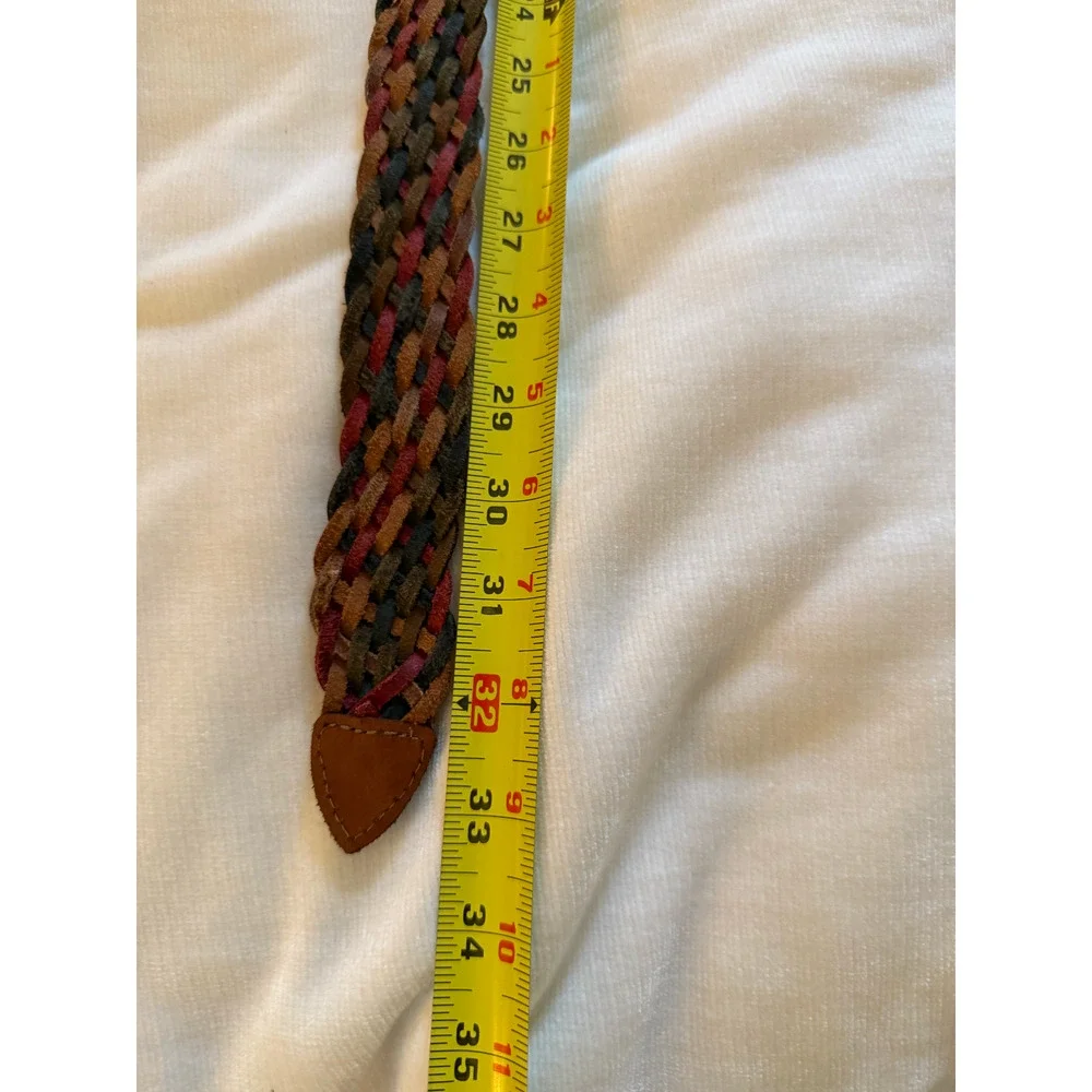 Kandell & Marcus Braided Leather Belt S-M Multicolor Woven Gold Buckle Vintage